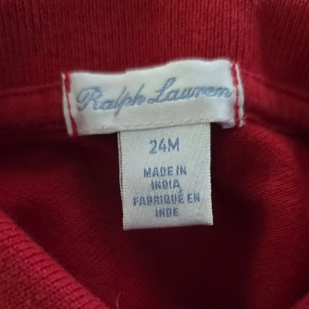 Ralph Lauren Kids Girls Red Peplum Long Sleeve Polo Top